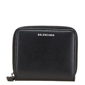 Balenciaga Zip Around Bifold Wallet Black Leather